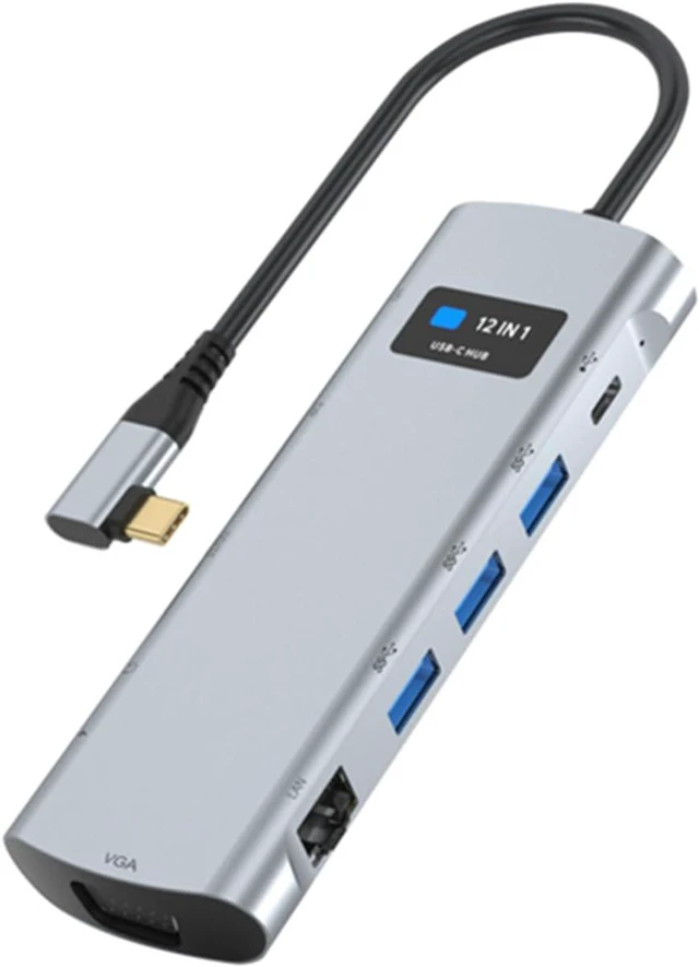 Main image of Yunseity 12 in 1 Type C Hub, USB 3.0 * 3, PD, SD TF, HD, VGA, RJ45, 3.5mm Audio with MST Function, Triple Display Support for Streaming, Gaming, and Video Editing