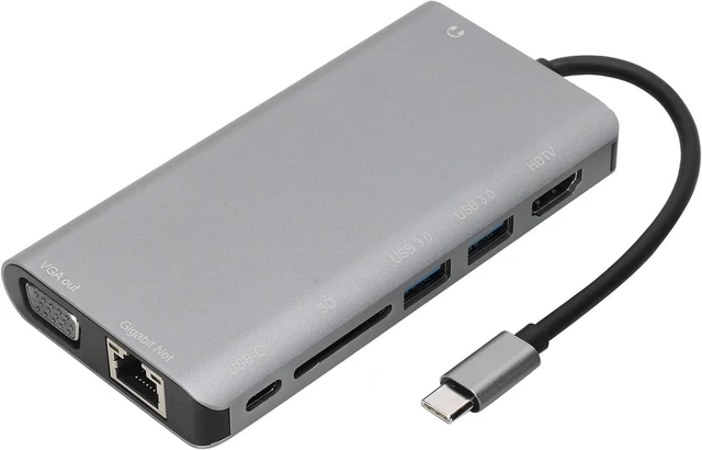 Main image of Sanpyl USB C Adapter,USB C Hub Multiport Adapter,TypeC to Rj45 VGA USB3.0 Jack SD HDTV PD Interface Computer Supplies,Slim and Portable