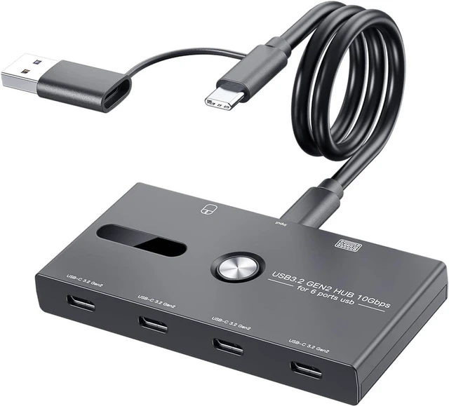 Main image of 6 Port USB C Adapter Splitter 10Gbps Fast Speed Data Transfer for Laptops and Desktops Printer USB Fan Connection Laptop Docking Station
