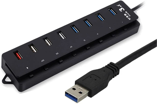 Main image of USB Hubs 8 Port USB Data Hubs Splitter With Charging Port Individual Switches Power Adapter USB Extension Splitter For PC Power Lights