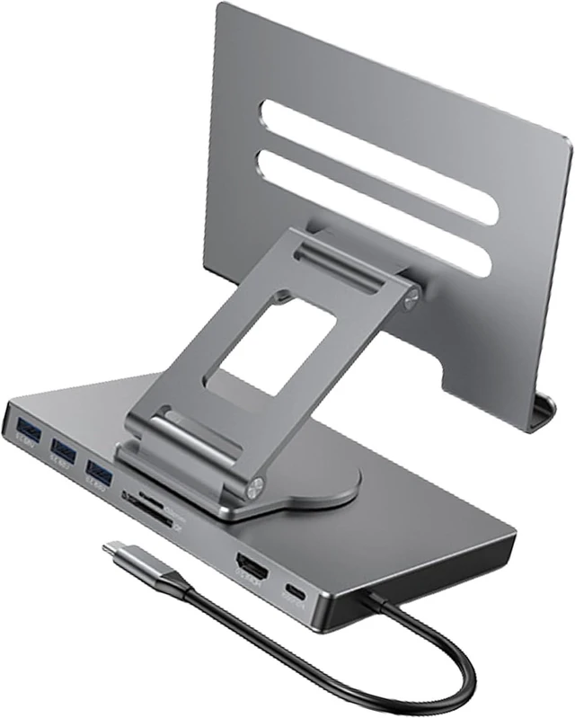 Main image of 8/9 In 1 Docking Stations Tablets Stand Holder USB Type C USB3.2 Card Reader 3.5MM Foldable Rotatable Desktop Holder