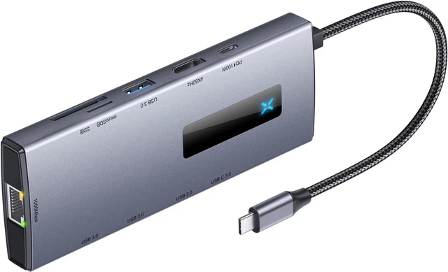 Main image of USB C Hubs 10 in 1 Type C to 4K@60HZ-Compatible Adapter with RJ45 SDTF Card Reader PD100W Fast Charging for Laptop Computer