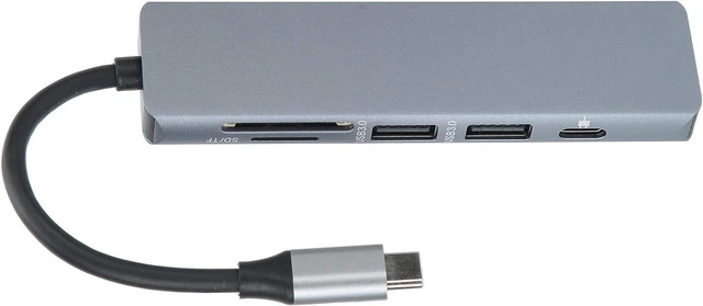 Main image of 6 in 1 Type C Hub Adapter, Docking Station with Output, USB3.0, PD Charging Port, Memory Card Reader, Compact Design for Travel, Compatible with Multiple Devices
