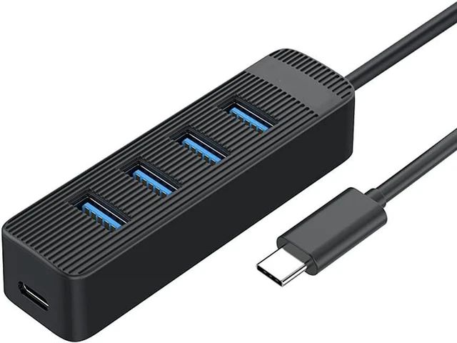 Main image of 4 Port USB 3.0 HUB with Type C Power Supply Port for PC Laptop Computer Accessories ABS USB Splitter USB3.0 OTG Adapter (Color : Black)