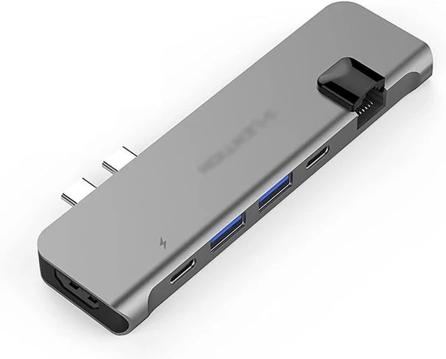 Main image of Port Expander USB C Hub 6 in 2 USB C Multiport Adapter USB C Docking Statio (100 PD, 4K HDMI, 2 USB 3.0 and USB C, Gigabit Ethernet) USB Splitter (Color : Grey)