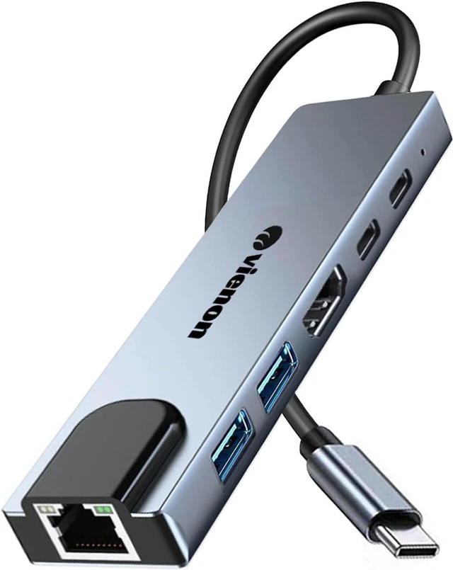 Main image of Vienon USB C Hub 6 in 1 Docking Station, 4K HDMI, Ethernet, USB 3.0/2.0, PD 100W, USB C Ports, LAN for MacBook Pro/Air, iPad Pro, Dell XPS etc