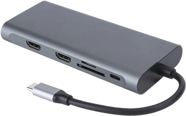 Main image of 12 in 1 USB 3.0 Type C Hub, VGA PD Docking Station, Aluminum Alloy Material for OS X Laptops, Ultra HD 4K Output, 100W Power Delivery
