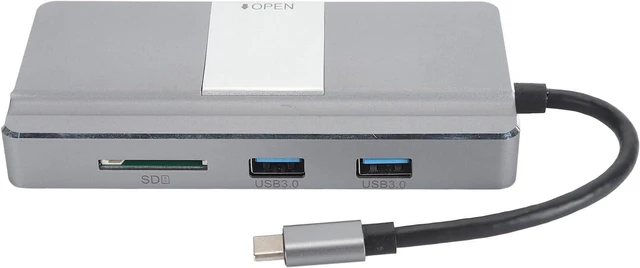 Main image of 8 in 1 USB C Hub USB Adapter, Type C to 4K HD Multimedia Interface RJ45 USB3.0 USB2.0 Storage Card Slot MicroStorage Card Slot PD Fast Charging