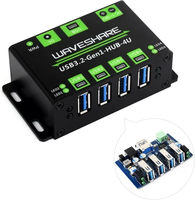 Main image of 4-Ch USB 3.2 Gen1 HUB, Metal Case with Wall-Mount Support, Driver-Free, Plug-and-Play, Supports Windows, MacOS, Linux and Android Systems (USB3.2-Gen1-HUB-4U)