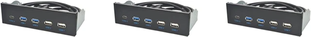 Main image of 3pcs 5.25 Inch Usb3.1 Gen2 Front Panel USB Hub 2 Ports Usb3.0+2 Ports Usb2.0+1 Port Type-C with Type-E Connector