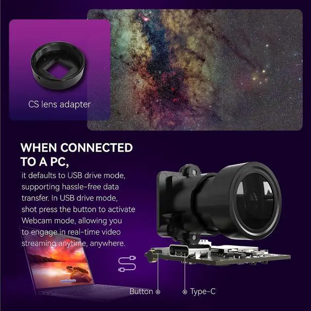 Alt view image 4 of 7 - Night Action Camera Prototype with 2.7K30FPS DC 5V Power for FPV and Other Occasions