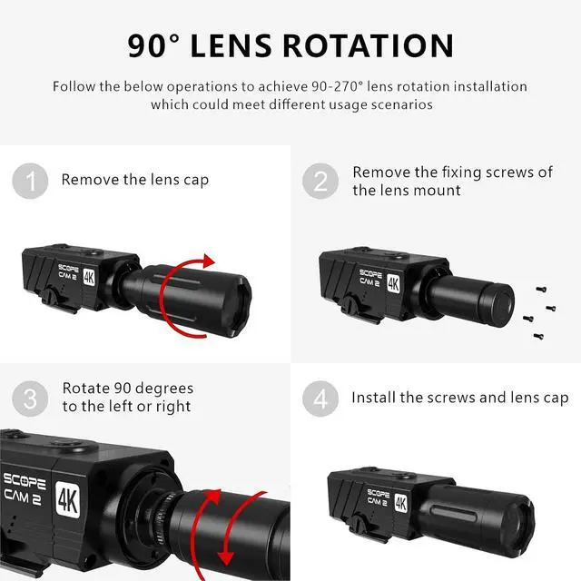 Alt view image 4 of 6 - ScopeCam2 4K Zoom Action Camera Waterproof 4xDigital HD Mini Video Camera with Recording Switch Cable