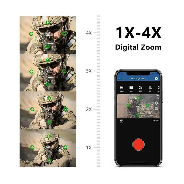 Alt view image 5 of 6 - ScopeCam2 4K Zoom Action Camera Waterproof 4xDigital HD Mini Video Camera with Recording Switch Cable