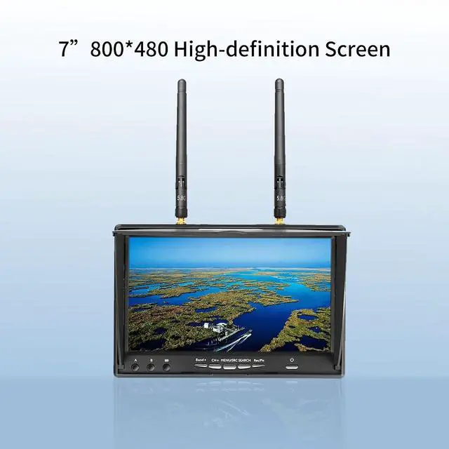 Alt view image 5 of 7 - 7Inch Portable FPV Monitor: 5.8Ghz 7" Screen with DVR 40CH Receiver 800 x 480 LCD Display Built-in Battery for FPV