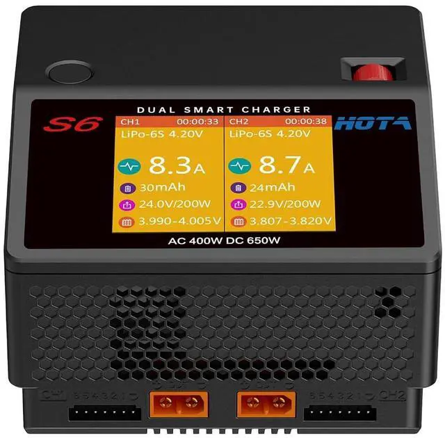 Main image of S6 Battery Charger: Dual Ports Smart Balance Charger for FPV RC Hobby Lipo Battery Li-ion LiHv Nicd NiMH Batttery Support AC/DC Input