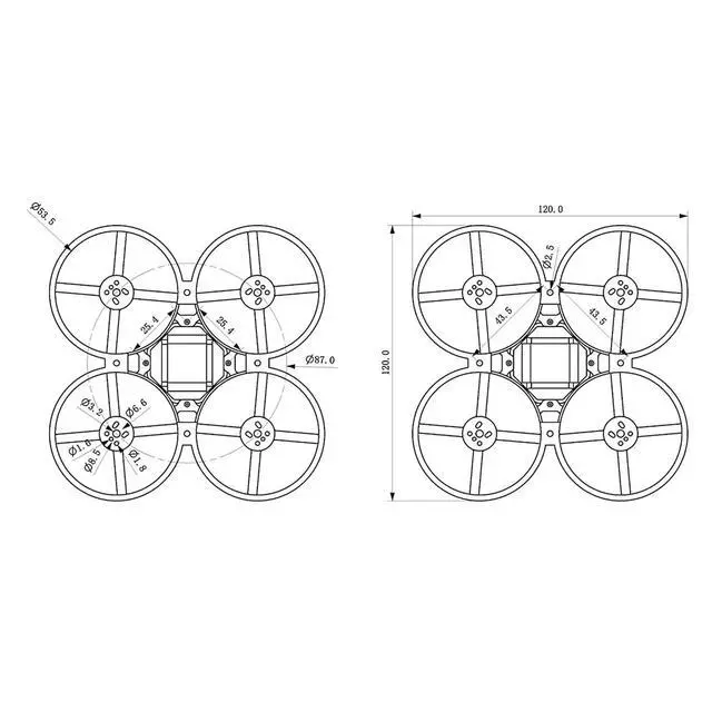 Alt view image 5 of 6 - 85mm Whoop Frame for Tiny Whoop Mobula8 Durable Brushless Micro Frame with Low-Mount FC Design Supports 3-Hole & 4-Hole Motors, Fits Up to 51mm Props Transparent Black
