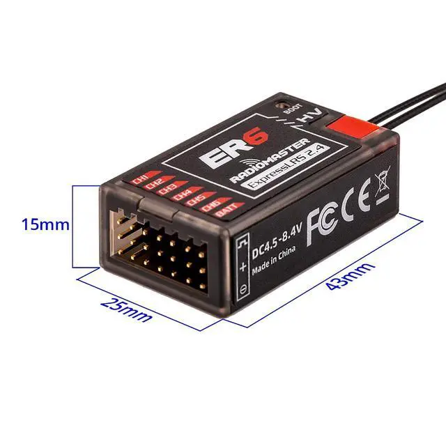 Alt view image 6 of 7 - ER6 ELRS PWM Receiver: 2.4GHz 6Ch ExpressLRS Receiver Nano Module for Fixed Wing RC Vehicles by Speedybee