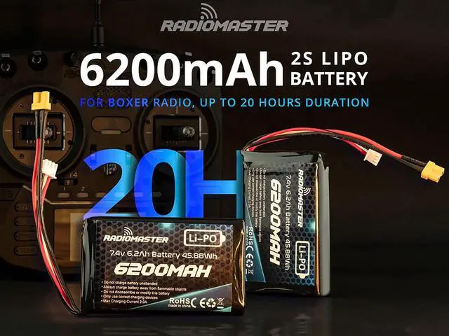 Alt view image 2 of 7 - Radiomaster 2S 7.4V 6200mAh Lipo Battery for RadioMaster Boxer Radio and TX16S Series Radio Transmitter from Store
