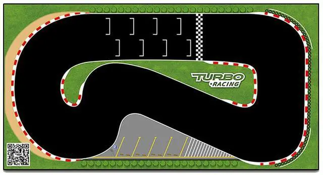 Main image of Turbo Racing 1:76 RC Drift Car Race Track Mat: Portable Rubber 950x500mm Entry-Level Racing Track for Turbo Racing C64 C75 C73 C65 C72 Mini RC Drift Cars
