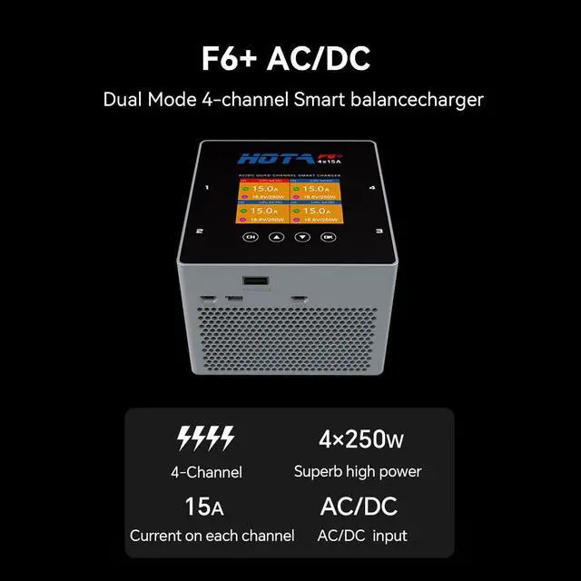 Alt view image 2 of 7 - F6+ AC/DC AC500W DC250Wx4 15Ax4 Smart Balance Charger for Lipo LiIon NiMH Battery