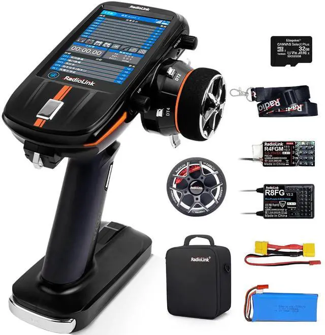 Main image of ATA HOBBY Radiolink RC8X 8CH 2.4G RC Transmitter and R8FG V2.1&R4FGM V2.1 Gyro Receivers, with Metal Steering Wheel, 600m Long Range, 200 Models for RC Crawler Drifting Cars Boats