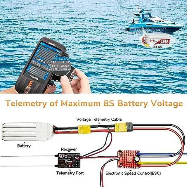Alt view image 5 of 7 - ATA HOBBY Radiolink RC8X 8CH 2.4G RC Transmitter and R8FG V2.1&R4FGM V2.1 Gyro Receivers, with Metal Steering Wheel, 600m Long Range, 200 Models for RC Crawler Drifting Cars Boats