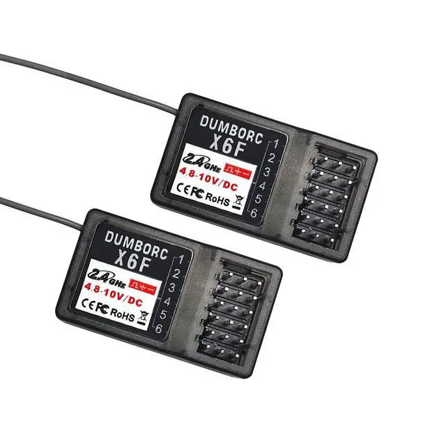 Alt view image 6 of 7 - DUMBORC X6PM-350 6CH Mini RC Radio Transmitter with X6FG Gyro Receiver and 2pcs X6F Receiver Low Voltage Alarm & Fail-Safe Function Mixed Mode for RC Vehicle Car Boat Tank Model Parts Portable Remote