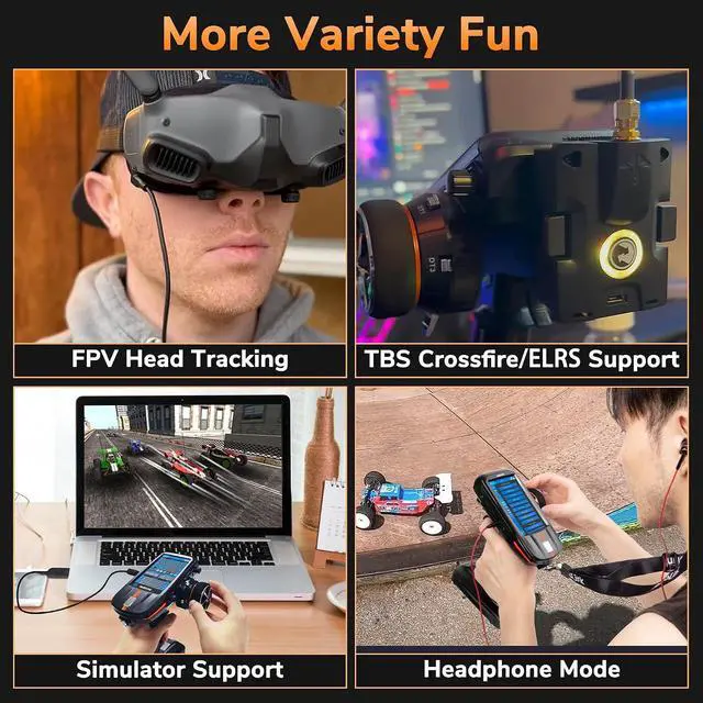 Alt view image 7 of 7 - Radiolink RC8X 8CH 2.4G RC Transmitter and R8FG&R4FGM V2.1 Gyro Receivers, One-Hand Handwheel Control Accessory 4.3" Full Color IPS Touch Screen RC Remote Controller, 600m Long Range, 200 Model