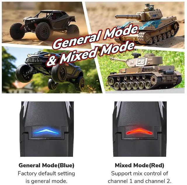 Alt view image 3 of 7 - DUMBORC X4 2.4GHz 4-Channel RC Radio Transmitter and X6F Receiver&Alloy Steering Wheel with Fail-Safe & Low Voltage Alarm Function Mixed Mode for Rc Vehicle Car Boat Tank Model Parts Remote Controller