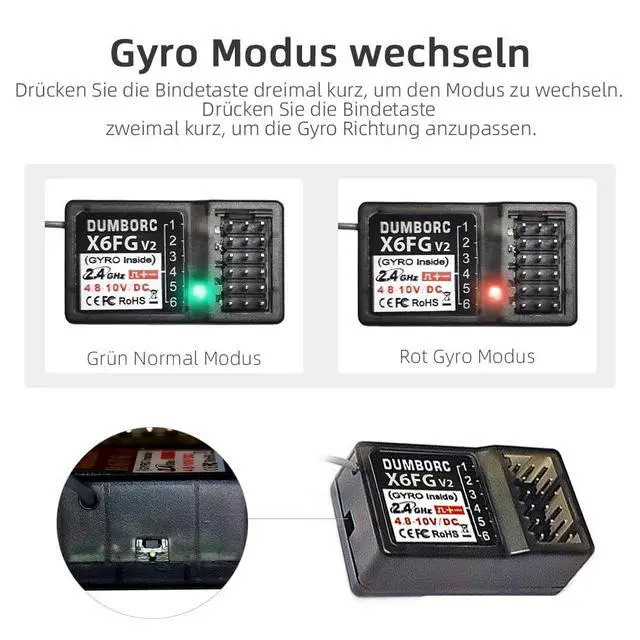 Alt view image 4 of 7 - ATA HOBBY DUMBORC X6 & 3 X6FG Receivers Set Built-in Gyro with Fail-Safe & Low Voltage Alarm Function for Rc Vehicle Car Boat Tank Model Parts Remote Controller