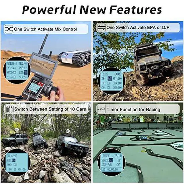 Alt view image 3 of 7 - Radiolink RC6GS V3 7 Channels RC Transmitter and R7FG&R4FGM Gyro Receiver, 2.4GHz 600m RC Remote, Voltage Telemetry RC Controller and Receiver kit for Remote Control Car, Boats