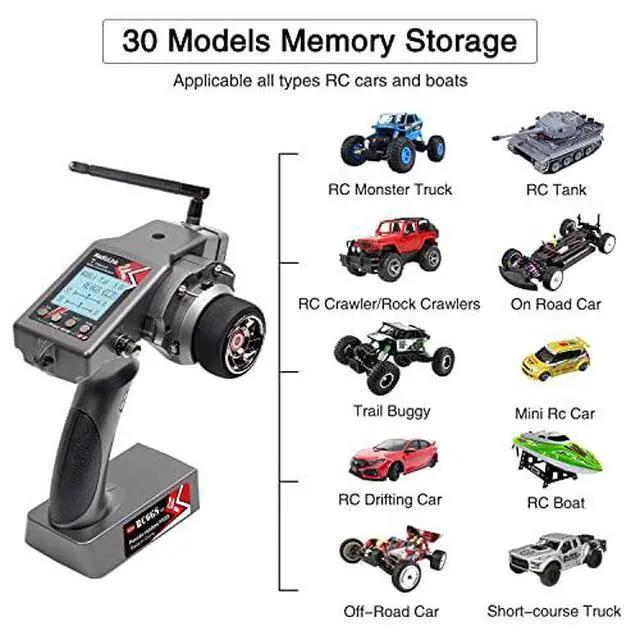 Alt view image 4 of 7 - Radiolink RC6GS V3 7 Channels RC Transmitter and R7FG&R4FGM Gyro Receiver, 2.4GHz 600m RC Remote, Voltage Telemetry RC Controller and Receiver kit for Remote Control Car, Boats