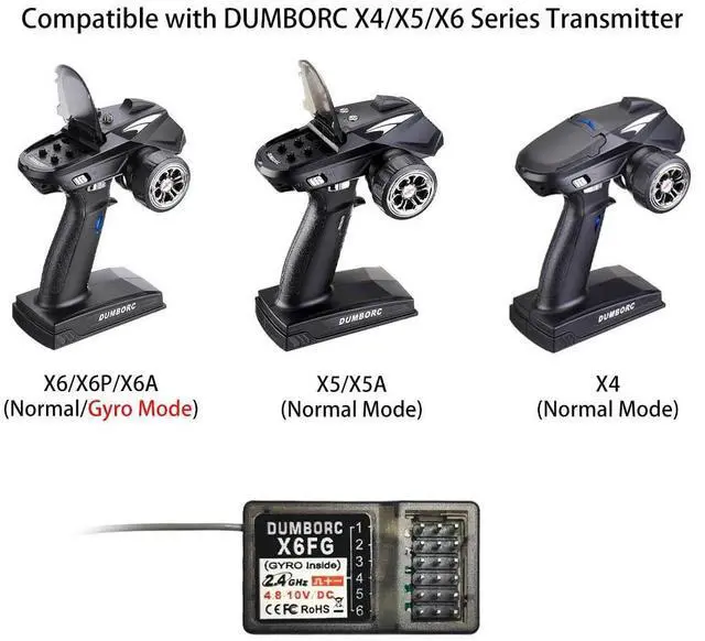 Alt view image 5 of 7 - ATA HOBBY DUMBORC X6FG(Built in Gyro) 6 Channels 2.4GHz RC Receiver for DUMBORC X6/X4/X5 Transmitter RC Car Boat Tank Drifting Car(3PCS)