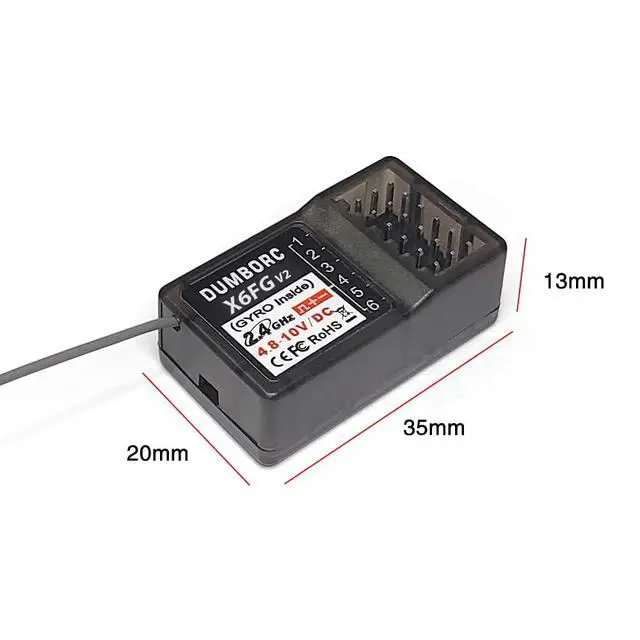 Alt view image 7 of 7 - ATA HOBBY DUMBORC 2 Pcs X6FG(Built in Gyro) & 2Pcs X6F 6 Channels 2.4GHz RC Receiver for DUMBORC X6/X4/X5 Transmitter RC Car Boat Tank Drifting Car