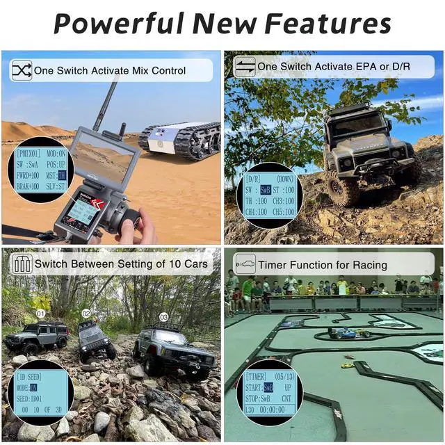 Alt view image 3 of 7 - Radiolink RC6GS V3 7 Channels RC Transmitter and R7FG Gyro Receiver, with Alloy Steering Wheel 600m RC Remote RC Controller and Receiver kit for Remote Control Car, Boats, Truck, Buggy, Crawler