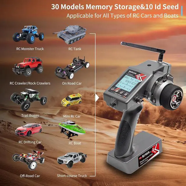 Alt view image 5 of 7 - Radiolink RC6GS V3 7 Channels RC Radio Transmitter with R7FG & R6FG Gyro 2Pcs Receivers 2.4GHz 600m for Remote Control Car, Truck, Buggy, Racing Vehicle, Crawler, RC Boat