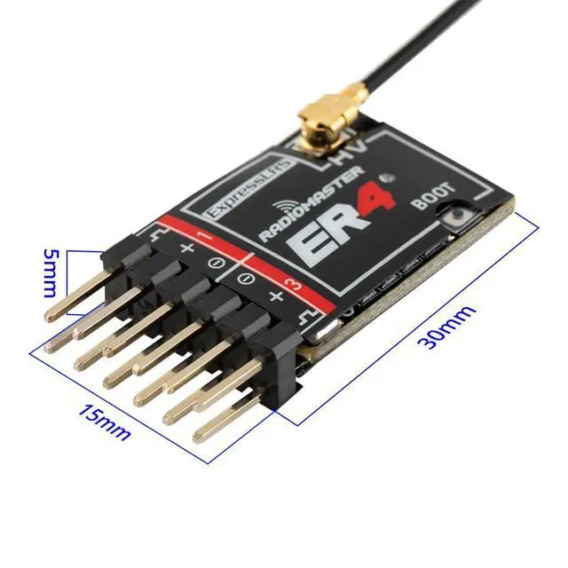 Alt view image 2 of 6 - ER4 2.4GHz ELRS Receiver 4CH PWM Low Latency Voltage Telemetry Wi-Fi Update for F3P RC Airplane/Fixed-Wing/RC Cars/Boats