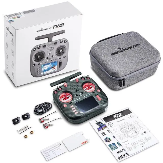 Alt view image 2 of 7 - TX15 Max Radio Controller 16 Channel ELRS Transmitter, with AG02 CNC Hall Gimbals/3.5" IPS Touchscreen, Fits FPV Drones/Multirotors/RC Helicopter/Car Boats, Mode 2 (Mode 2 Red)