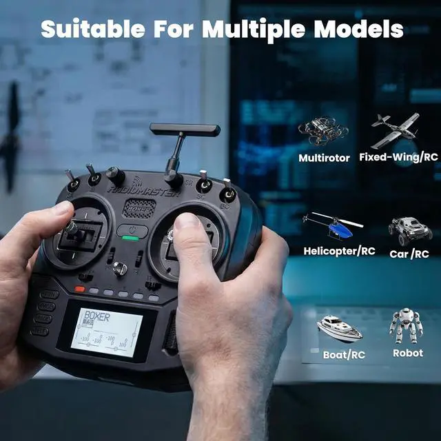 Alt view image 4 of 6 - Boxer Remote Controller, 16ch Hall Gimbals ELRS Transmitters with Carrying Case for Fixed-Wing Aircraft/RC Helicopters/FPV Drones/RC Cars/Boats, Mode 2