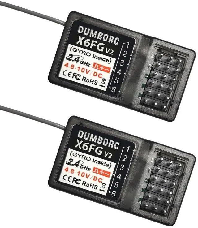 Main image of ATA HOBBY DUMBORC 2 Pcs X6FG(Built in Gyro) 6 Channels 2.4GHz RC Receiver for DUMBORC X6/X4/X5/X6PM-350 Transmitter RC Car Boat Tank Drifting Car