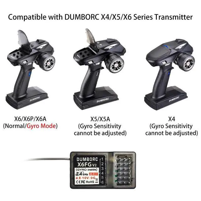 Alt view image 6 of 7 - ATA HOBBY DUMBORC X6FG(Built in Gyro) 6 Channels 2.4GHz RC Receiver for DUMBORC X6/X4/X6PM-350 Transmitter RC Car Boat Tank Drifting Car