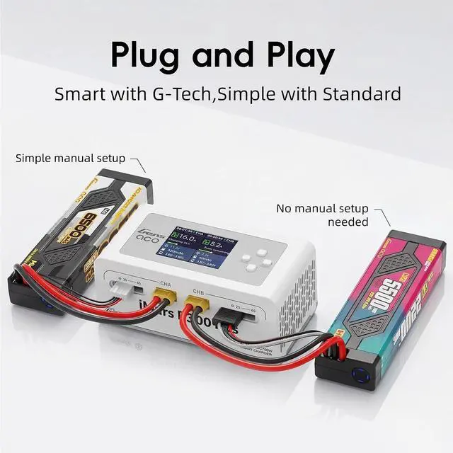 Alt view image 6 of 7 - Gens Ace iMARS D300 Plus Lipo Battery Charger Dual Lipo Charger 16A AC 300W DC 700W Bluetooth App Controlled Smart Fast Balance Charger for RC 1S~6S Lipo/LiHV/Life/Li-Ion/NiMH Batteries (White)