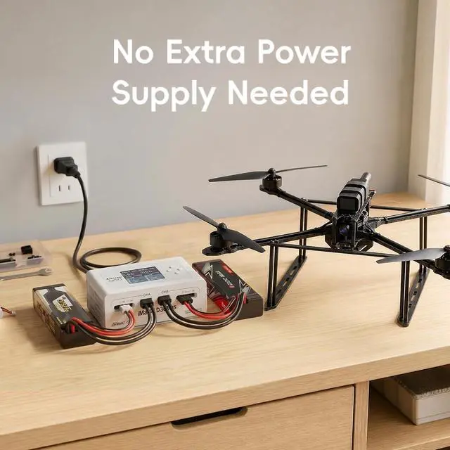 Alt view image 7 of 7 - Gens Ace iMARS D300 Plus Lipo Battery Charger Dual Lipo Charger 16A AC 300W DC 700W Bluetooth App Controlled Smart Fast Balance Charger for RC 1S~6S Lipo/LiHV/Life/Li-Ion/NiMH Batteries (White)