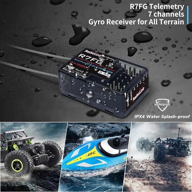 Alt view image 5 of 7 - Radiolink RC6GS V3 7 Channels RC Transmitter and R7FG Gyro Receiver, 2.4GHz 600m RC Remote, Voltage Telemetry RC Controller and Receiver kit for Remote Control Car, Boats, Truck, Buggy, Crawler