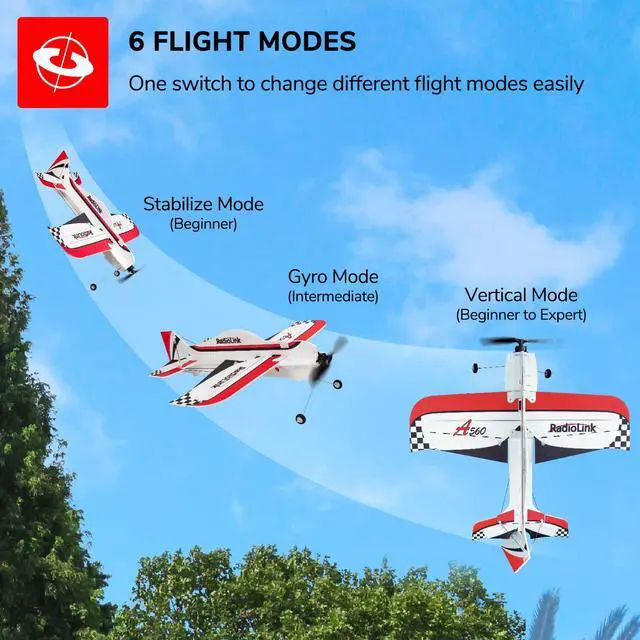 Alt view image 2 of 7 - Radiolink A560 6 Flight Modes RC Airplane, Easy to Fly RFT RC Airplanes with 2.4Ghz Remote Control, Byme-A Gyro FC, Brushless Motor for Kids, Boys, Girls, Adults, Beginner or Experienced