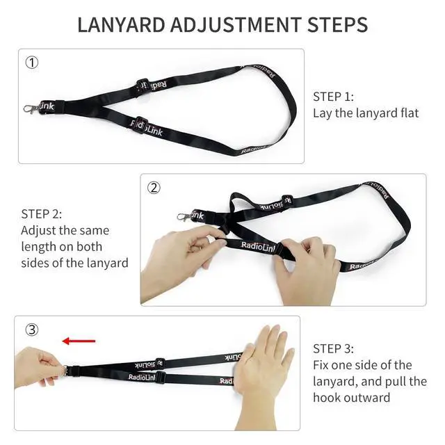 Alt view image 6 of 7 - Radiolink 2 Pcs Adjustable Strap Lanyard for Universal RC Transmitter Neck Sling Belt Hook Mount Lanyard for DJI FPV Controller Accessories, Black, Small