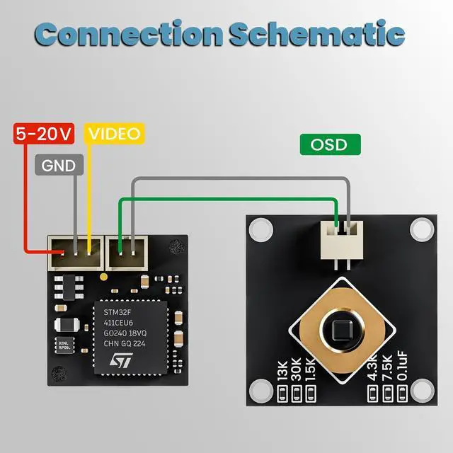 Alt view image 5 of 7 - T8-C2 Analog Micro FPV Camera, 1/3'' CMOS Sensor 1200TVL with 160° Wide Angle, Switchable NTSC/PAL, JST-SH Cable & OSD Controller for Indoor Tiny Whoop Quadcopters, RC Cars, RC Boats