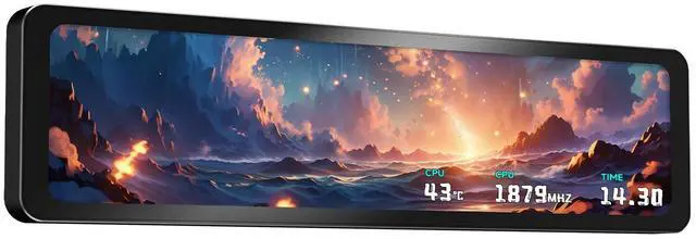 Main image of Trofeo Vision 11.3 LCD Black, 11.3-inch Full-Color LCD Magnetic Display Screen, 1920x400 Resolution, Easy to Install,Master CPU/GPU Temperature(Black)