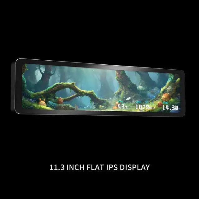 Alt view image 6 of 7 - Trofeo Vision 11.3 LCD Black, 11.3-inch Full-Color LCD Magnetic Display Screen, 1920x400 Resolution, Easy to Install,Master CPU/GPU Temperature(Black)