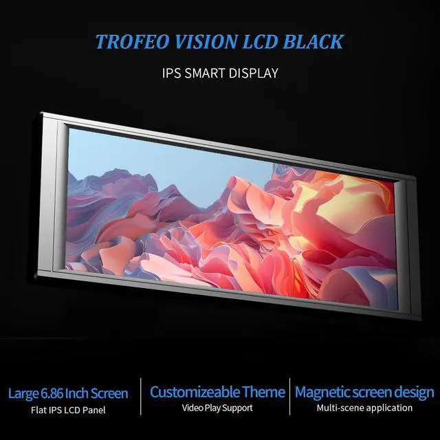 Alt view image 3 of 7 - Trofeo Vision LCD Black Edition Case Sub-Display Features a 6.86-inch Full-Color LCD Display (1280x480 Resolution) with a Magnetic Panel Screen, Supporting DIY Dynamic/Static Images